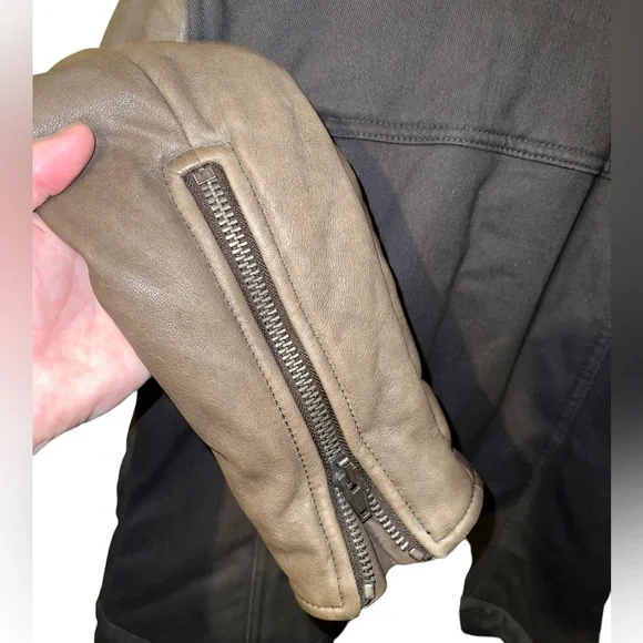 Alexander Wang Bomber Leather Sleeve Jacket - Picture 4 of 5